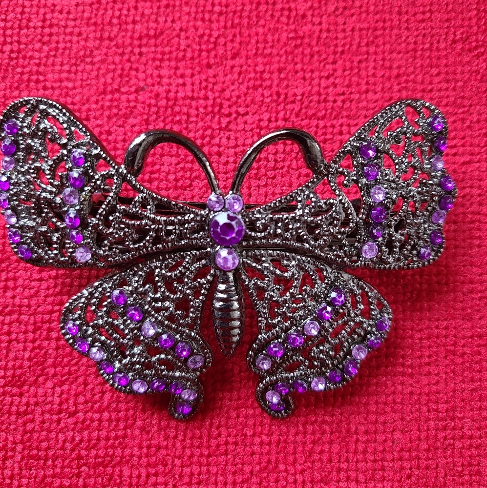 Elegant Purple Butterfly Barrette